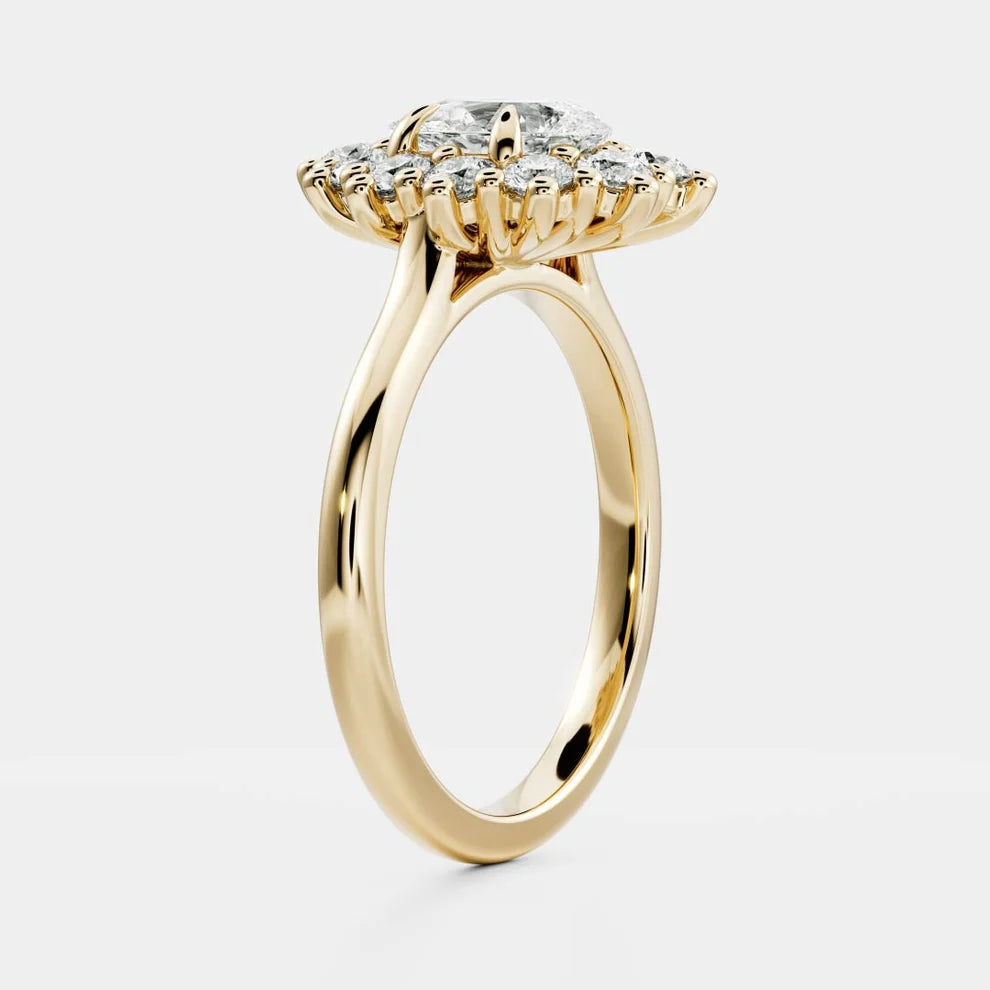 Halo Glow Pear Diamond Engagement & Wedding Ring