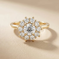 Halo Glow Round Diamond Engagement & Wedding Ring