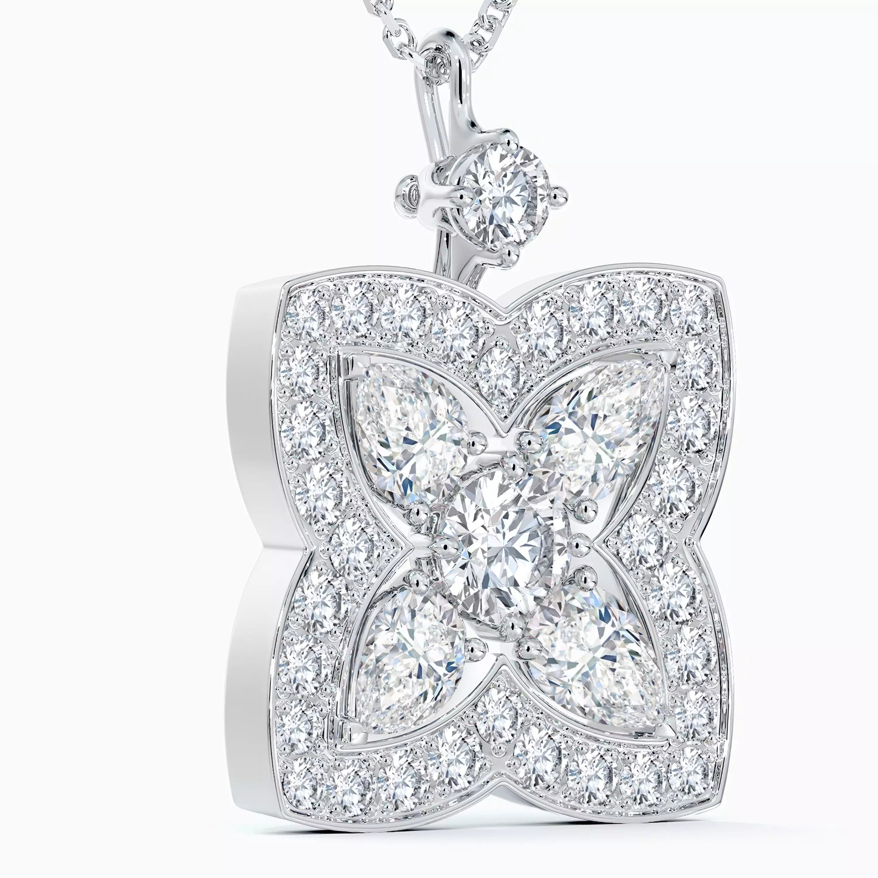 Celestial Clover Diamond Pendant Necklace