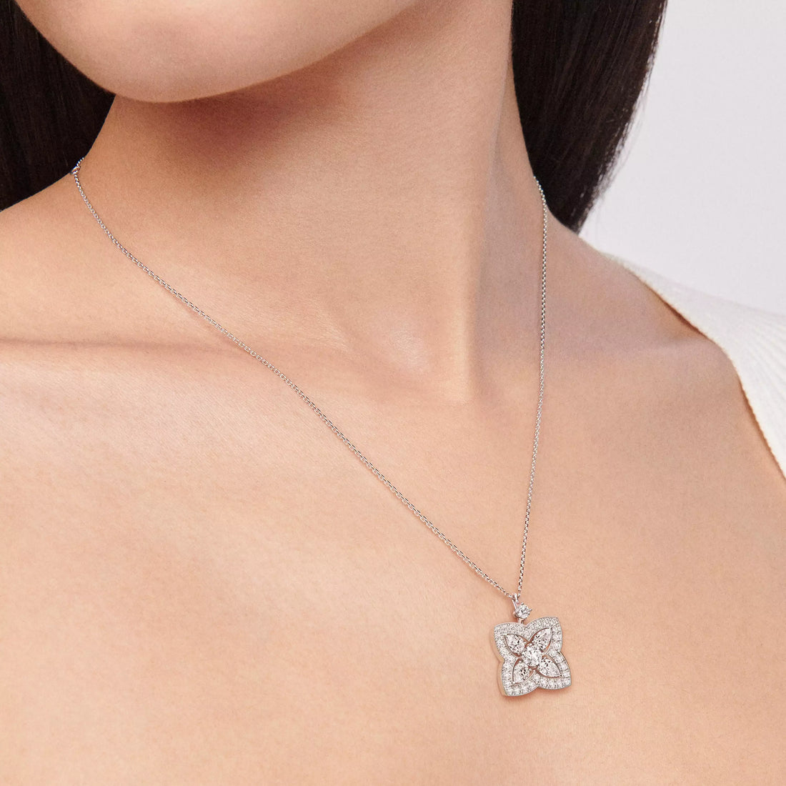 Celestial Clover Diamond Pendant Necklace