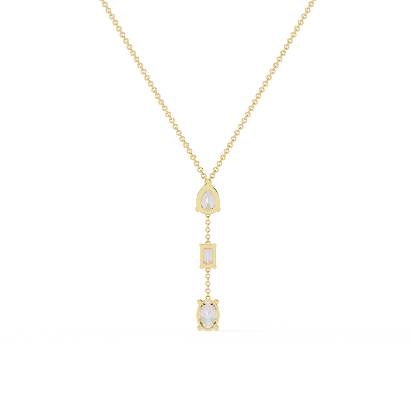 Pear, Baguette & Oval Diamond Drop Necklace