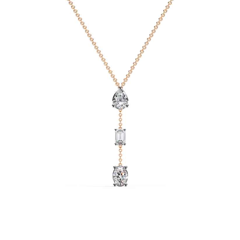 Pear, Baguette & Oval Diamond Drop Necklace