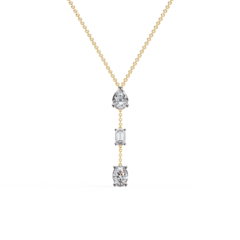 Pear, Baguette & Oval Diamond Drop Necklace