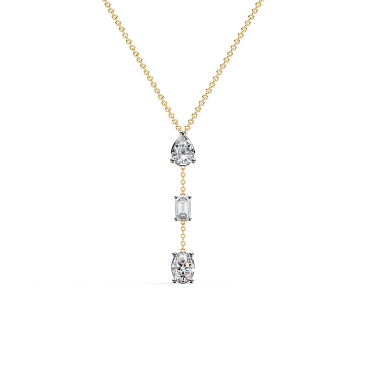 Pear, Baguette & Oval Diamond Drop Necklace