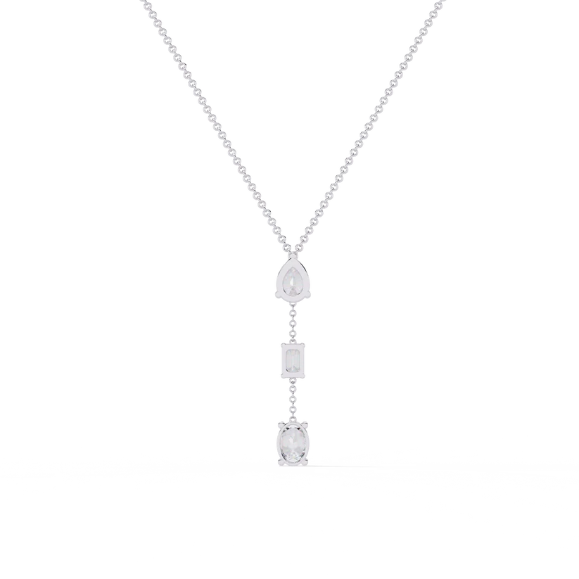 Pear, Baguette & Oval Diamond Drop Necklace