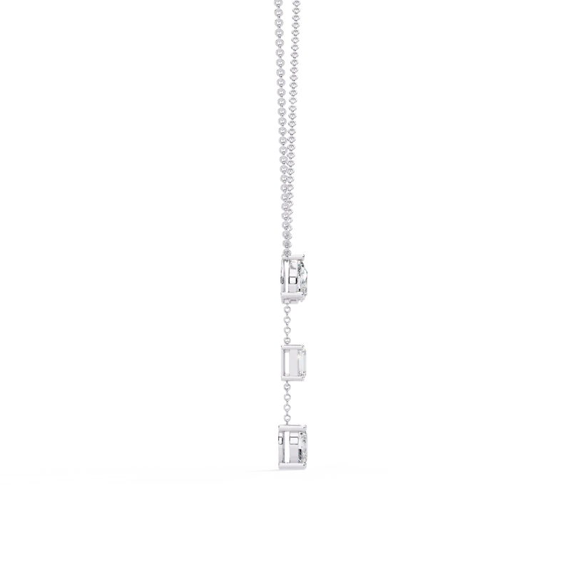 Pear, Baguette & Oval Diamond Drop Necklace