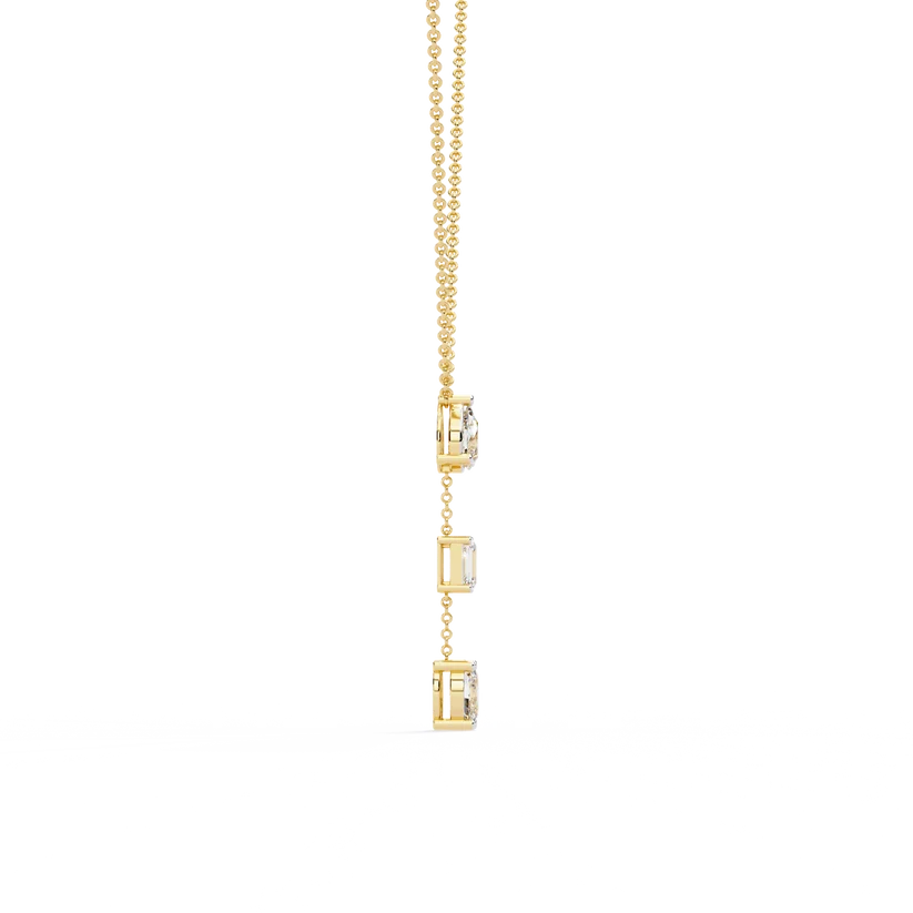Pear, Baguette & Oval Diamond Drop Necklace