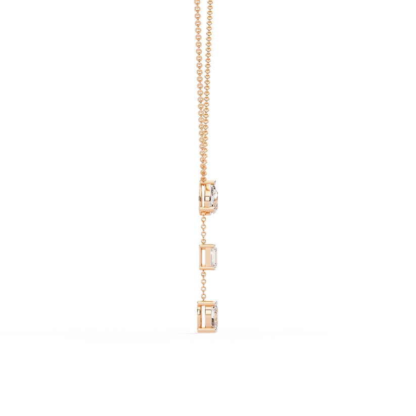 Pear, Baguette & Oval Diamond Drop Necklace