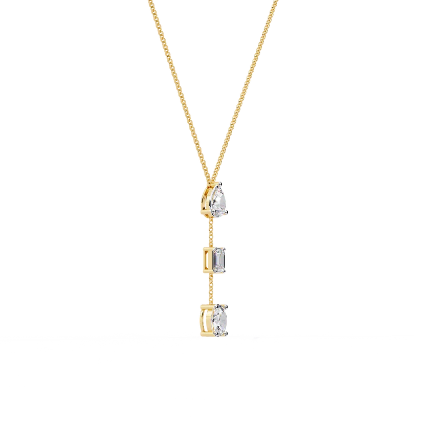 Pear, Baguette & Oval Diamond Drop Necklace