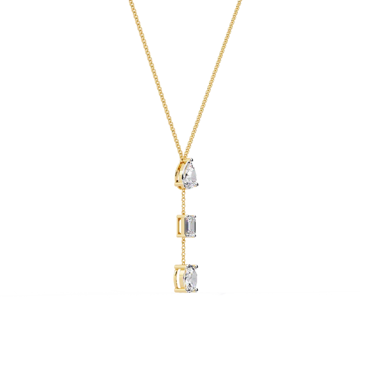 Pear, Baguette & Oval Diamond Drop Necklace
