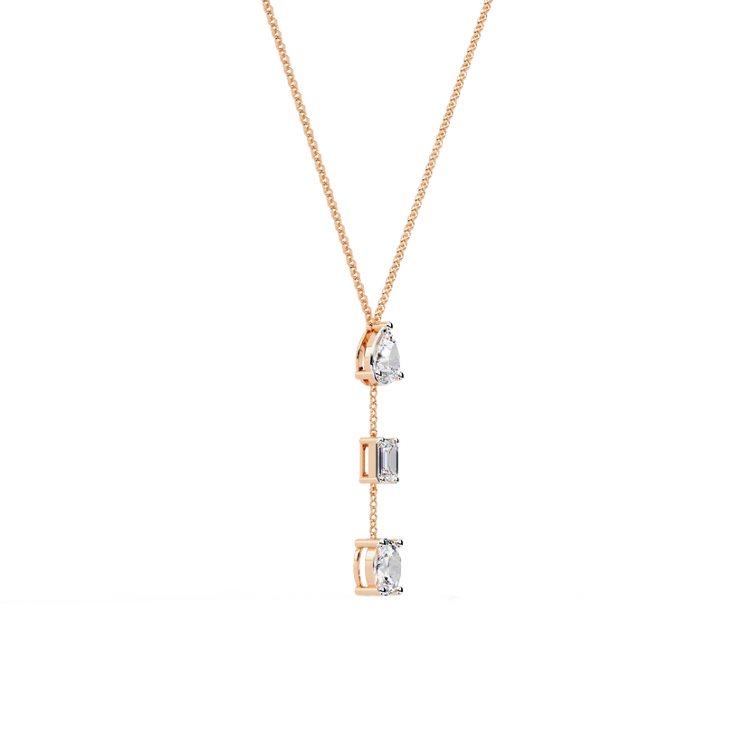 Pear, Baguette & Oval Diamond Drop Necklace