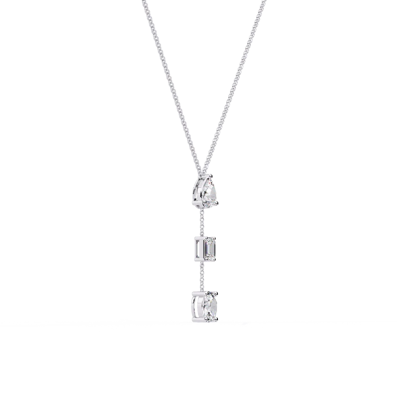 Pear, Baguette & Oval Diamond Drop Necklace