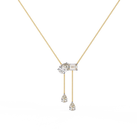 Pear & Baguette Diamond Drop Bar Necklace