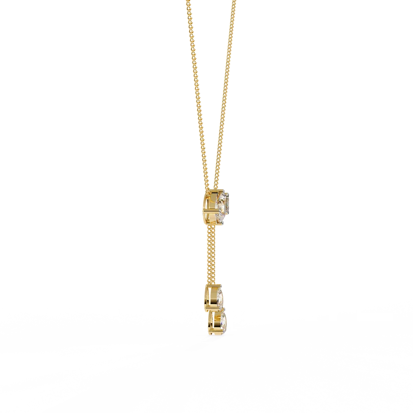 Pear & Baguette Diamond Drop Bar Necklace