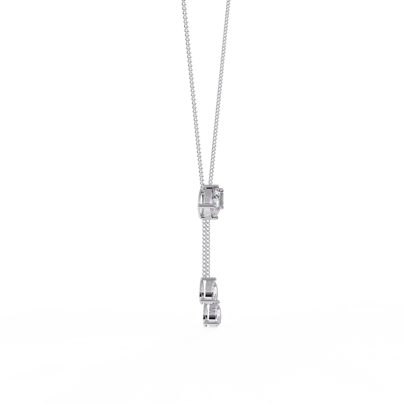 Pear & Baguette Diamond Drop Bar Necklace