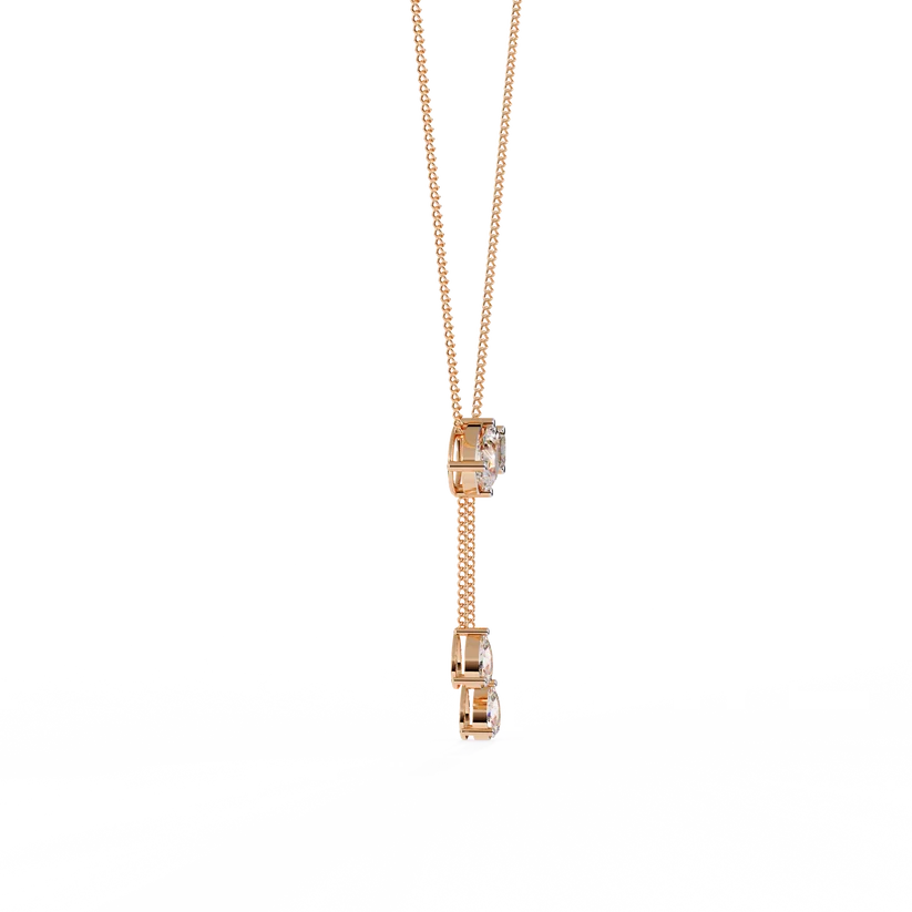 Pear & Baguette Diamond Drop Bar Necklace