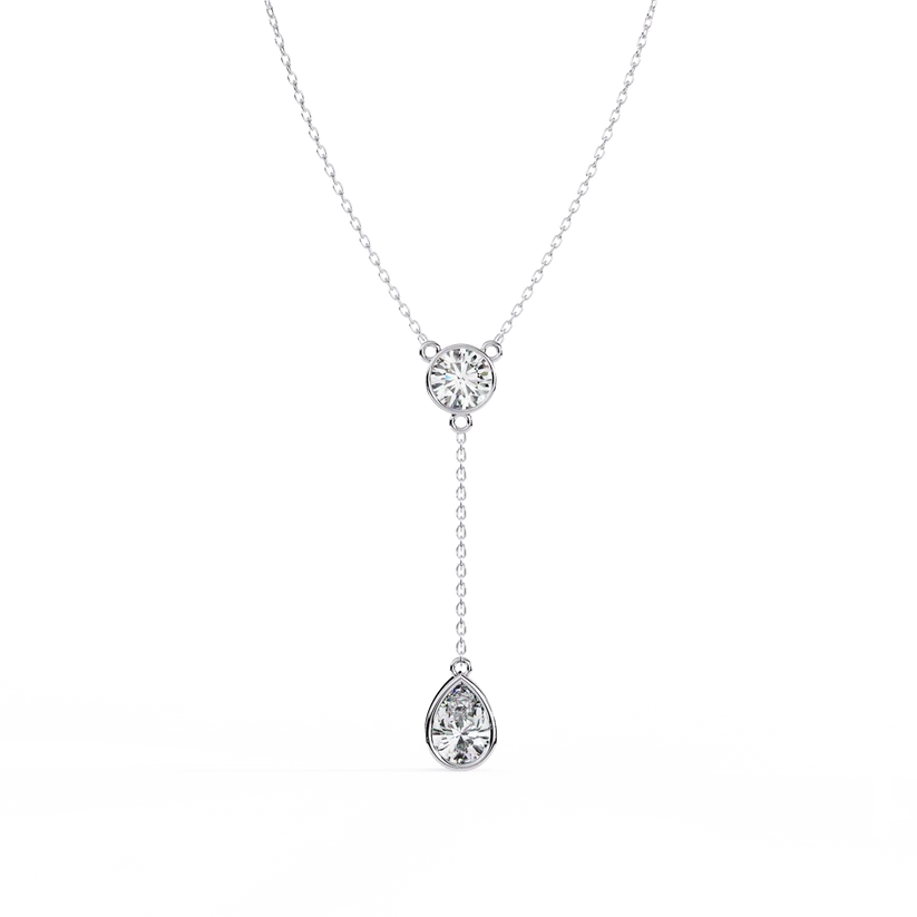 Celestial Round & Pear Diamond Drop Necklace