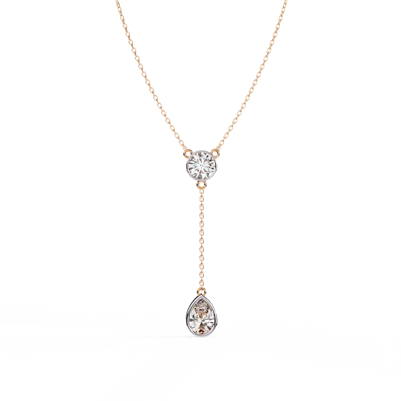 Celestial Round & Pear Diamond Drop Necklace