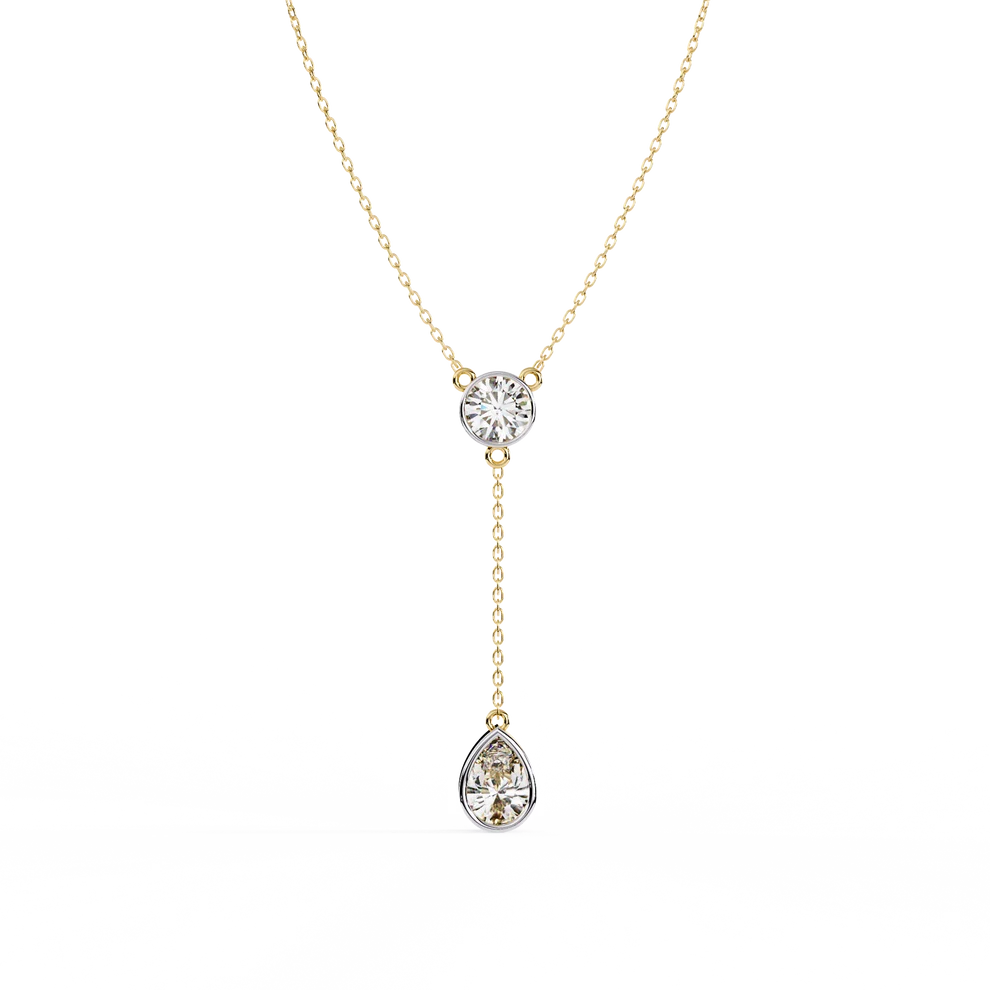 Celestial Round & Pear Diamond Drop Necklace