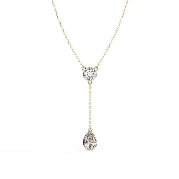 Celestial Round & Pear Diamond Drop Necklace