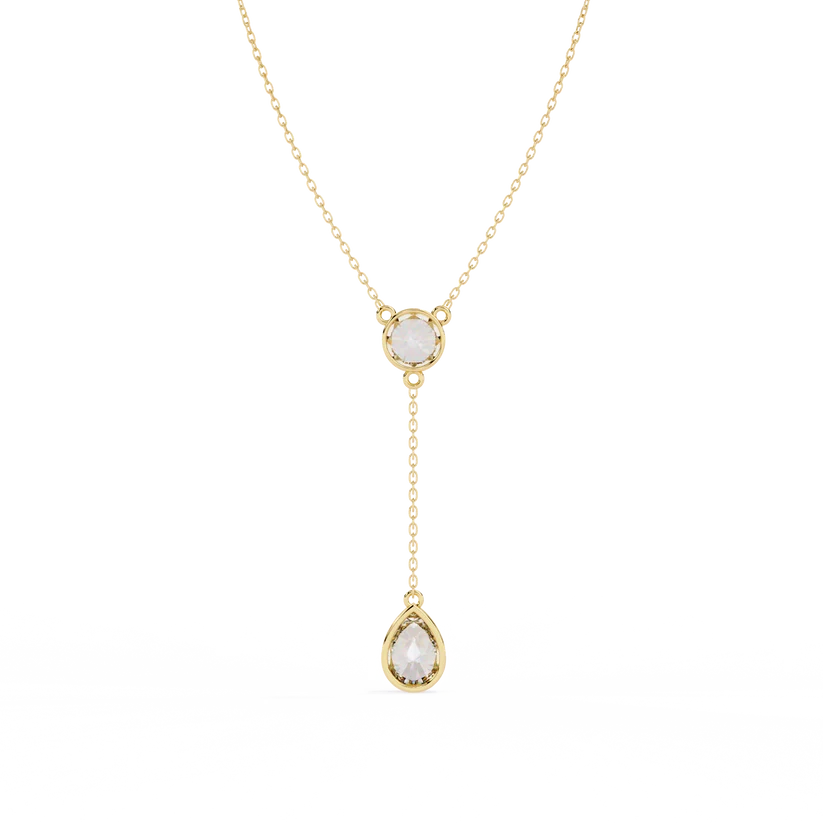 Celestial Round & Pear Diamond Drop Necklace
