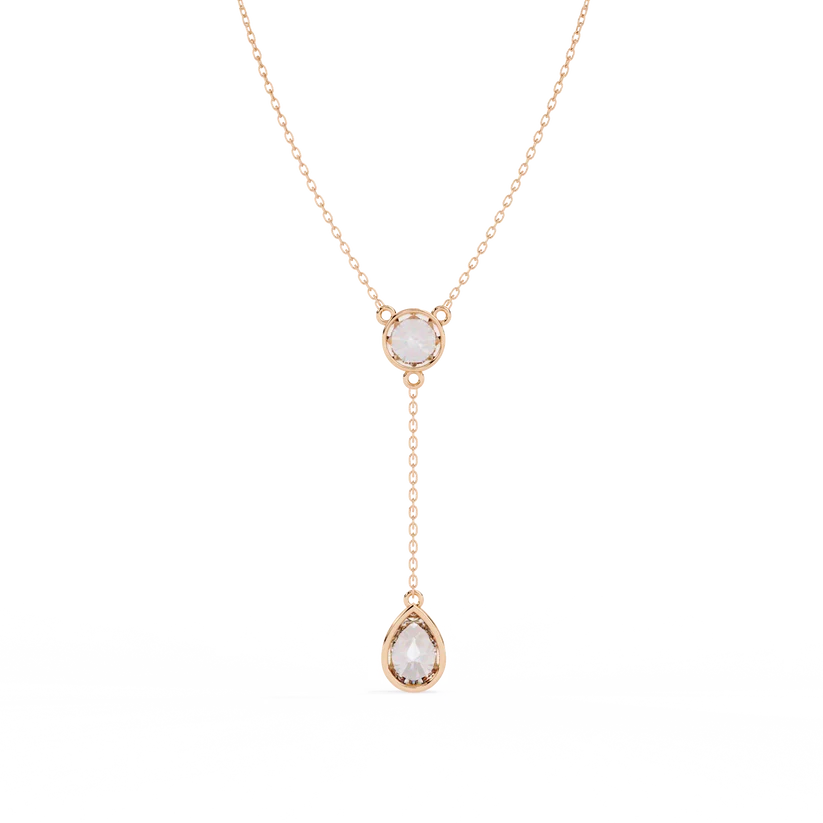 Celestial Round & Pear Diamond Drop Necklace