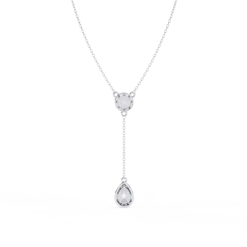 Celestial Round & Pear Diamond Drop Necklace