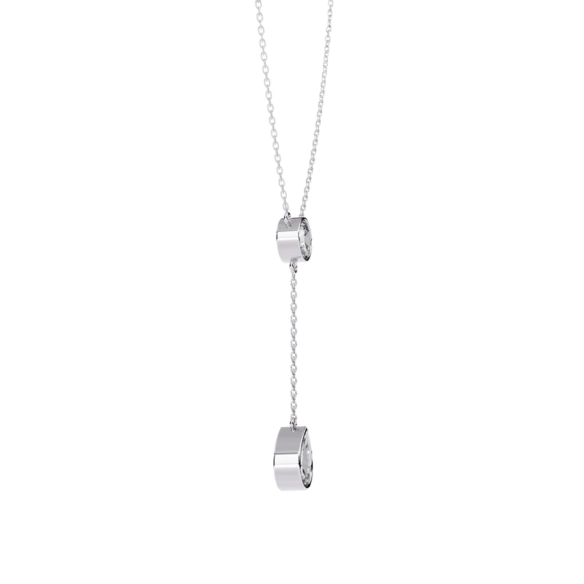 Celestial Round & Pear Diamond Drop Necklace