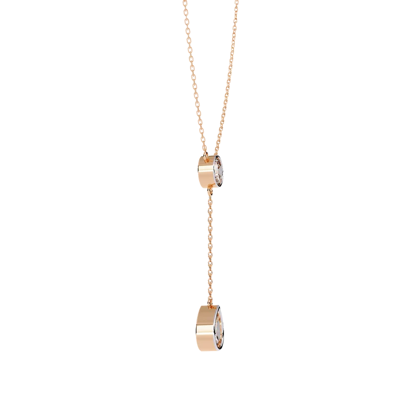 Celestial Round & Pear Diamond Drop Necklace