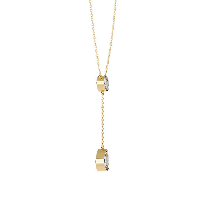 Celestial Round & Pear Diamond Drop Necklace
