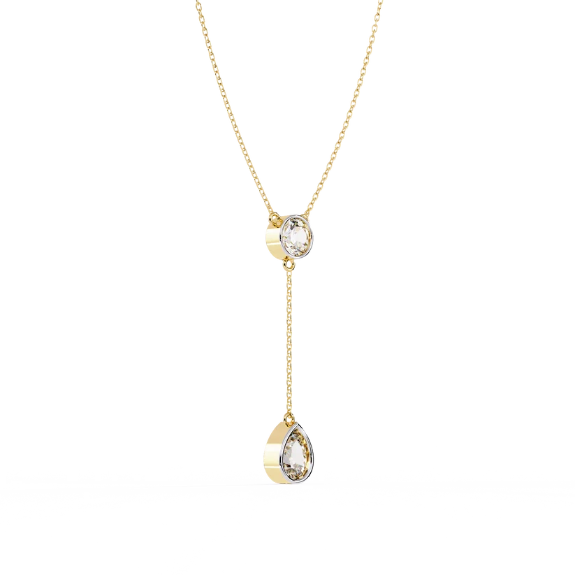 Celestial Round & Pear Diamond Drop Necklace