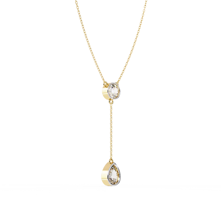Celestial Round & Pear Diamond Drop Necklace
