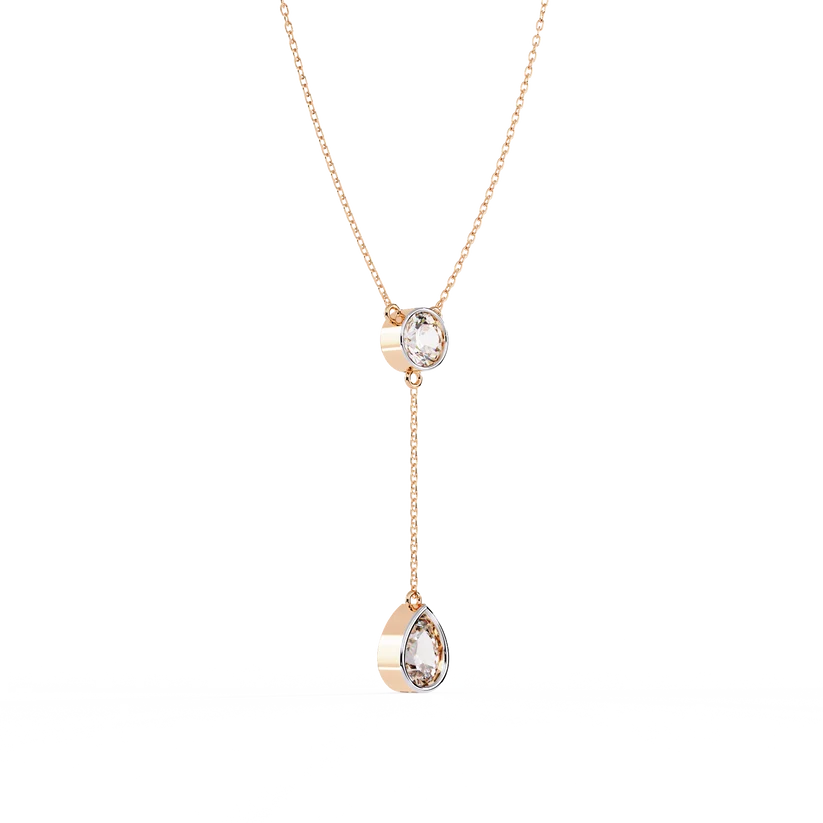 Celestial Round & Pear Diamond Drop Necklace
