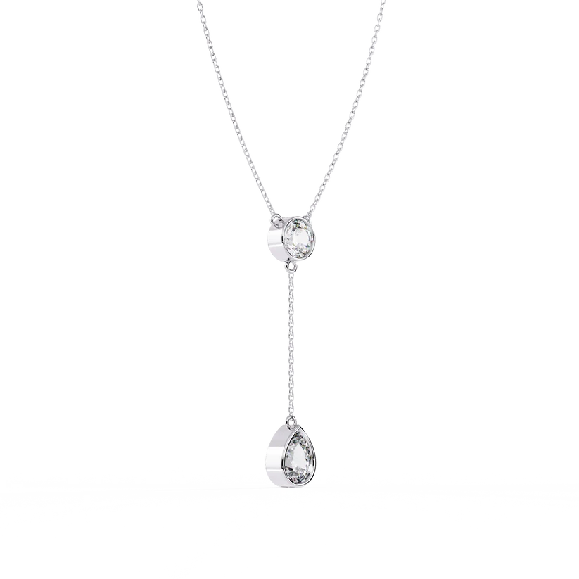 Celestial Round & Pear Diamond Drop Necklace