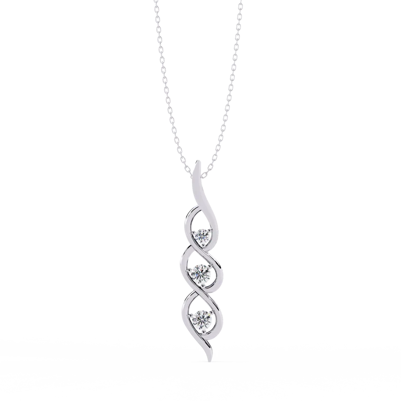 Elegant Triple Diamond Infinity Twist Pendant Necklace with Gold Chain
