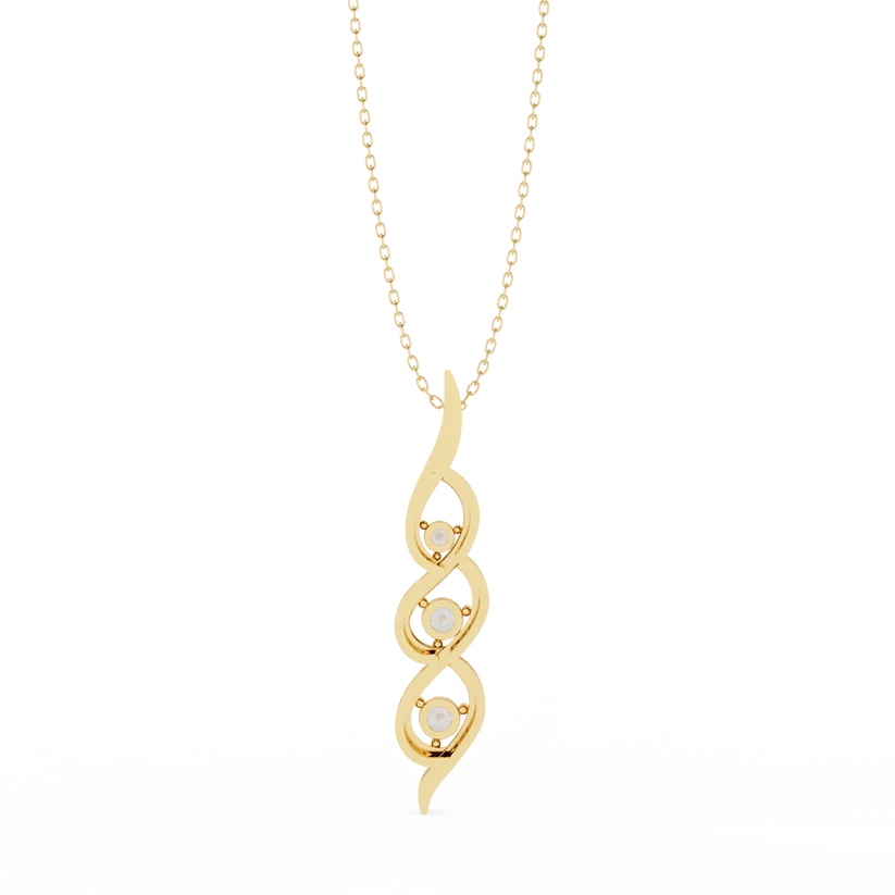 Elegant Triple Diamond Infinity Twist Pendant Necklace with Gold Chain
