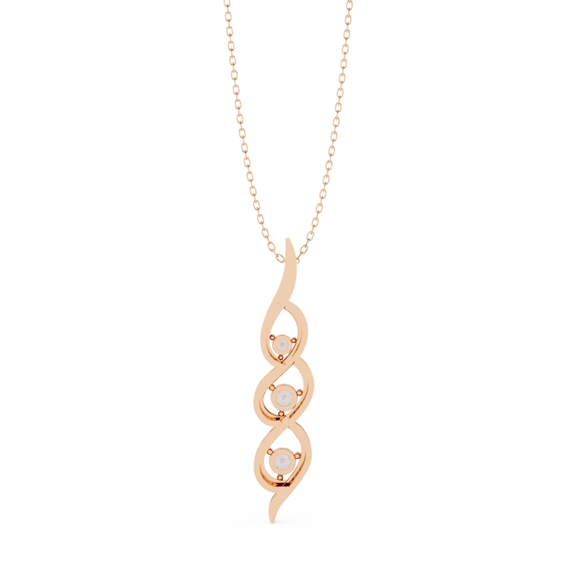 Elegant Triple Diamond Infinity Twist Pendant Necklace with Gold Chain