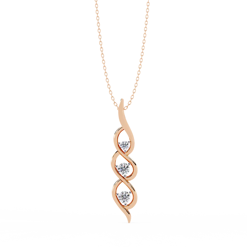 Elegant Triple Diamond Infinity Twist Pendant Necklace with Gold Chain