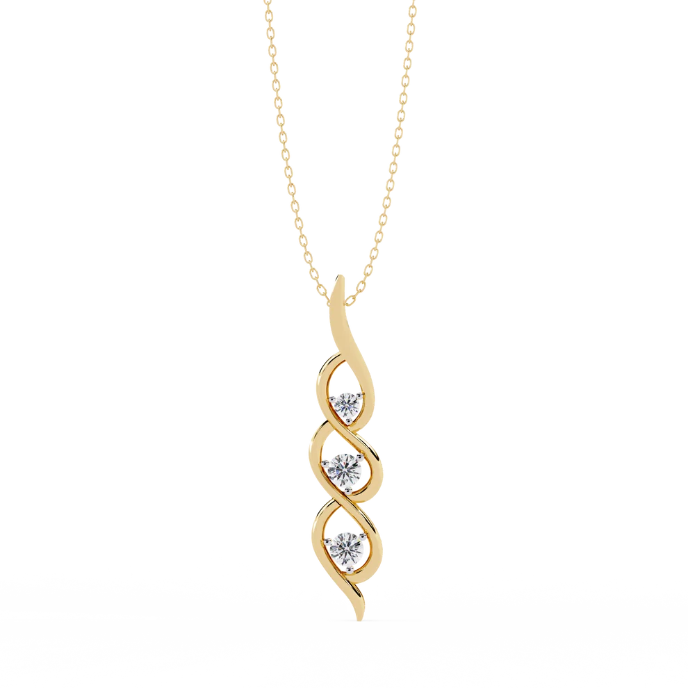Elegant Triple Diamond Infinity Twist Pendant Necklace with Gold Chain