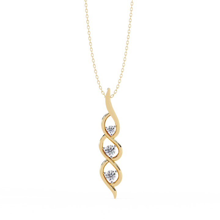 Elegant Triple Diamond Infinity Twist Pendant Necklace with Gold Chain