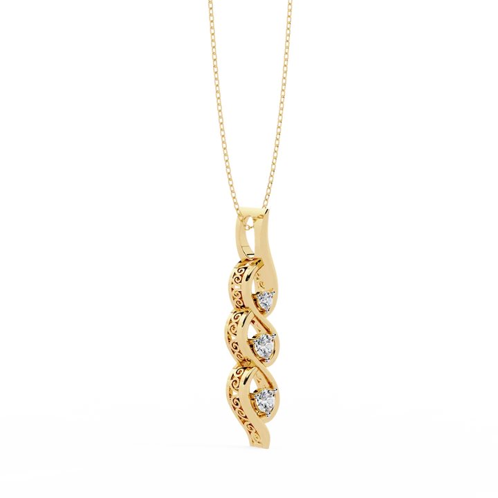 Elegant Triple Diamond Infinity Twist Pendant Necklace with Gold Chain