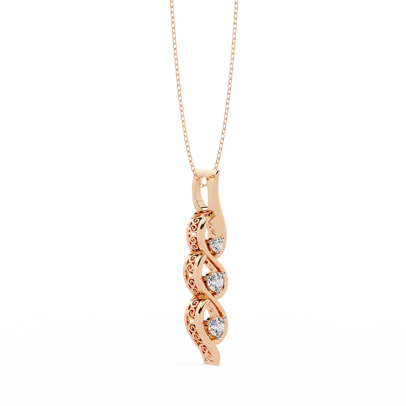 Elegant Triple Diamond Infinity Twist Pendant Necklace with Gold Chain