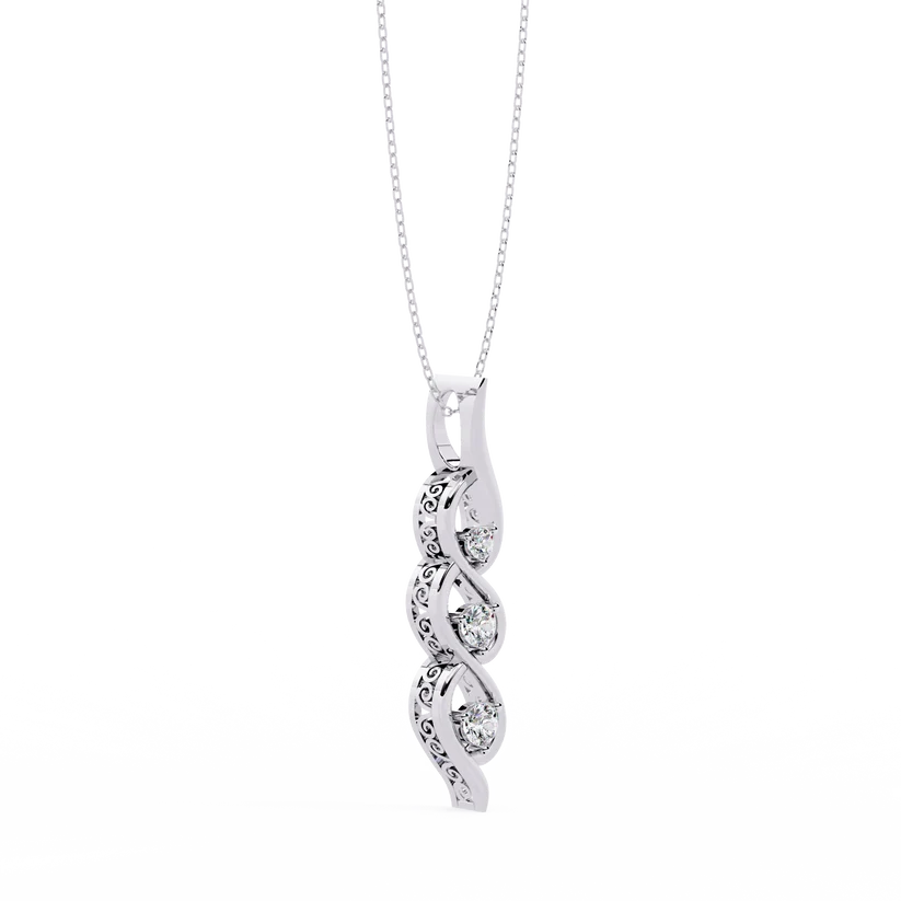 Elegant Triple Diamond Infinity Twist Pendant Necklace with Gold Chain