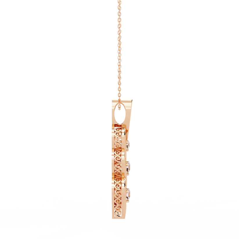 Elegant Triple Diamond Infinity Twist Pendant Necklace with Gold Chain