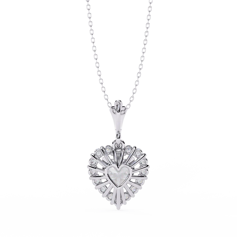 Celestial Heart Halo Diamond Pendant Necklace