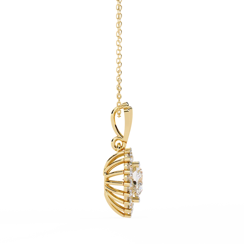 Celestial Heart Halo Diamond Pendant Necklace