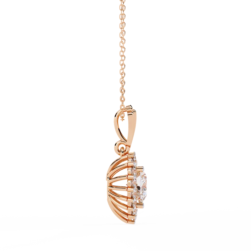 Celestial Heart Halo Diamond Pendant Necklace