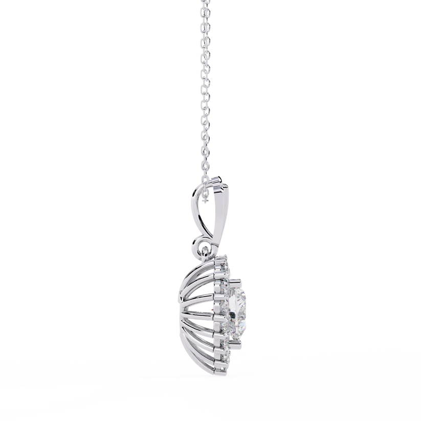Celestial Heart Halo Diamond Pendant Necklace
