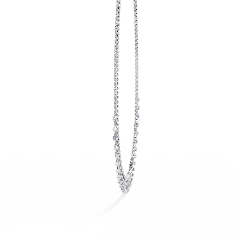 Celestial Cascade Round Diamond Fringe Necklace