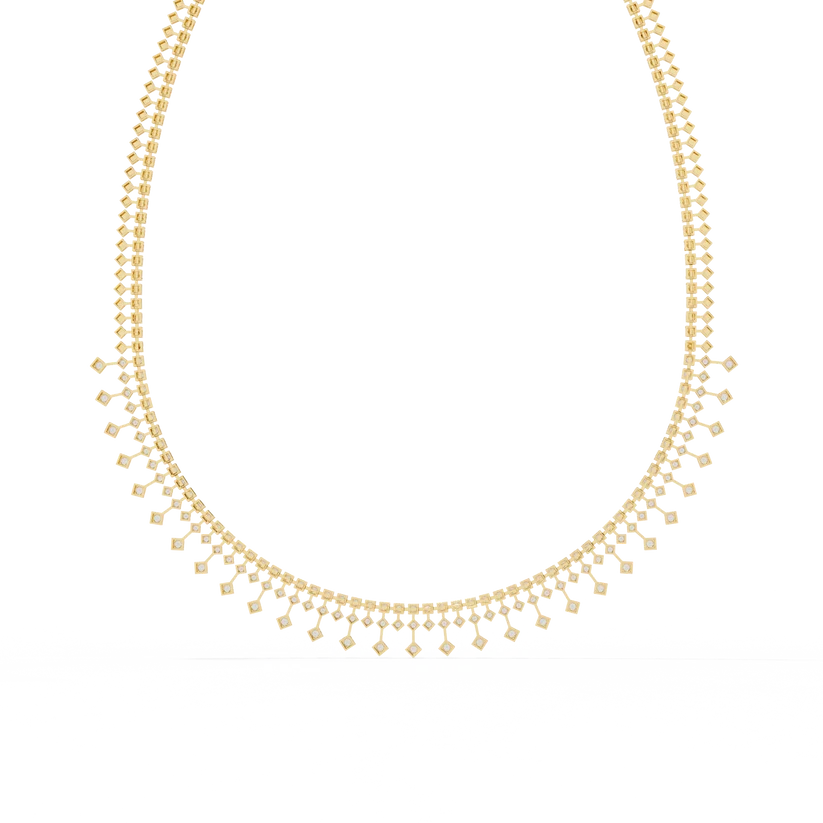 Celestial Cascade Round Diamond Fringe Necklace